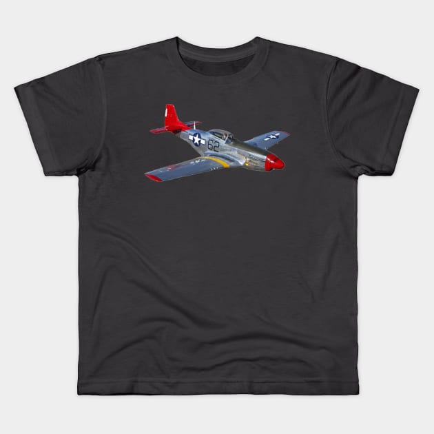 P-51 Mustang Red Tail Kids T-Shirt by Squatch